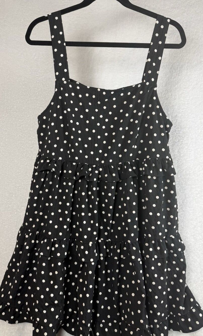 ASOS Design Black Pika Dot Sun Dress - Size 16 - Picture 4 of 6